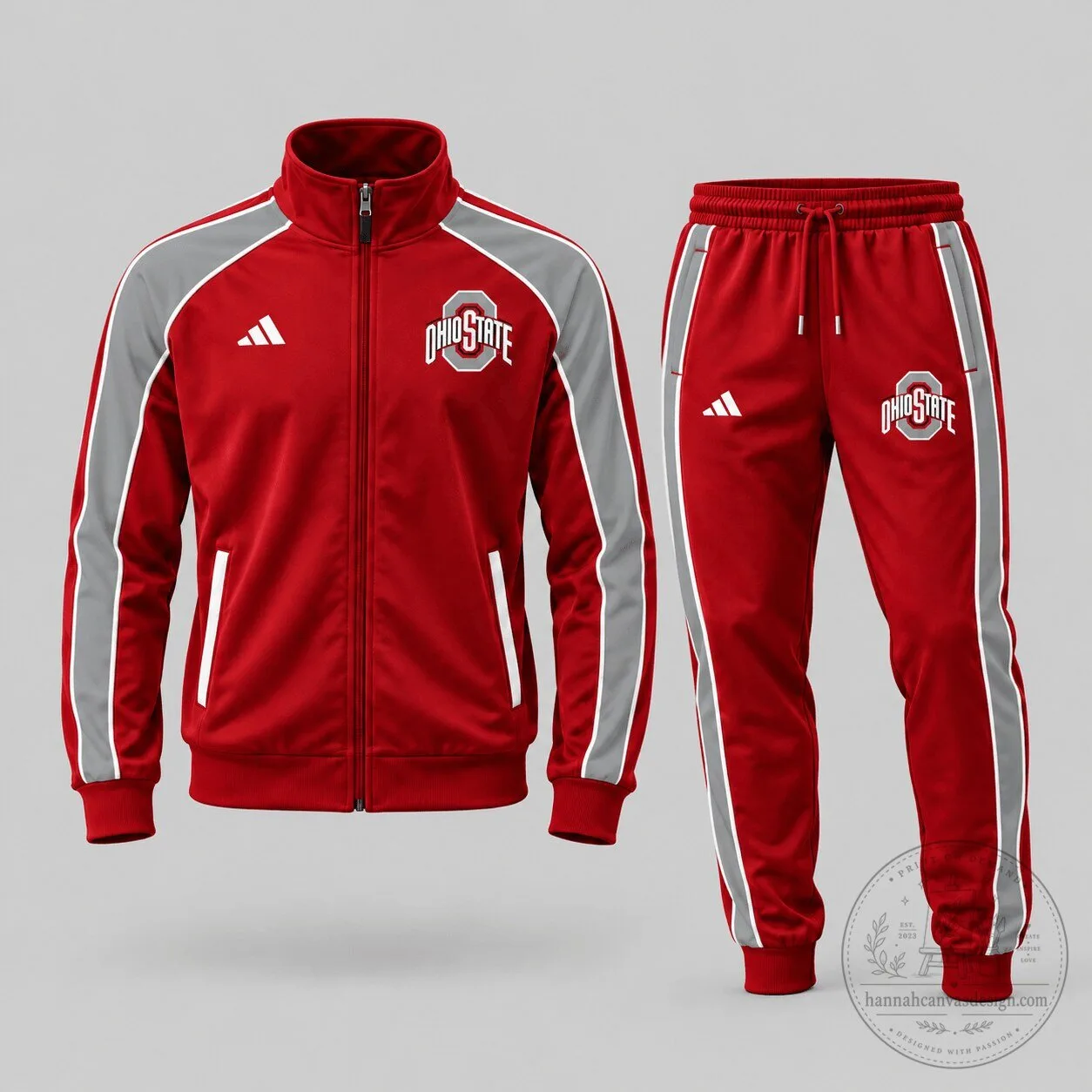 Ohio State Buckeyes NCAA Classic Stripe Track Jacket and Jogger Pants Set