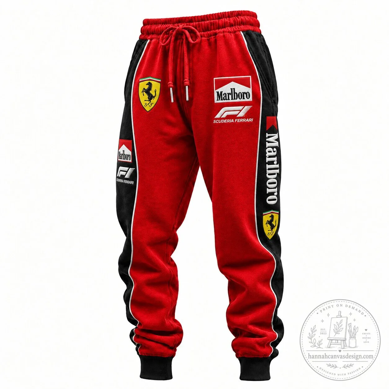 Scuderia Ferrari Marlboro Formula One Racing Team Red and Black Sweatpants