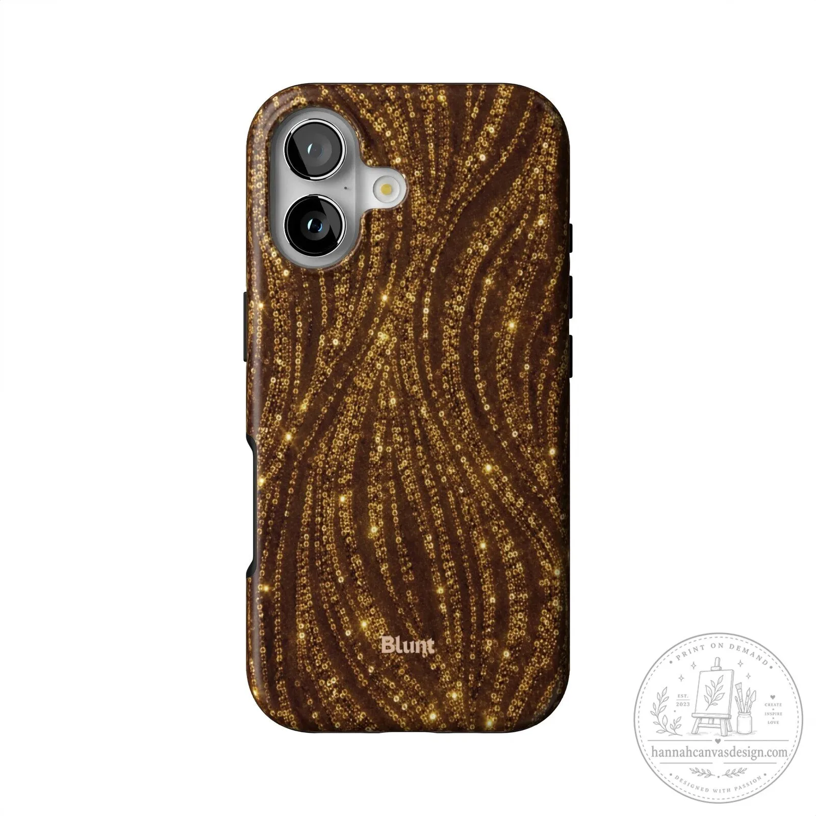 Sparkling Gold Glitter Pattern Brown Blunt Brand Phone Case