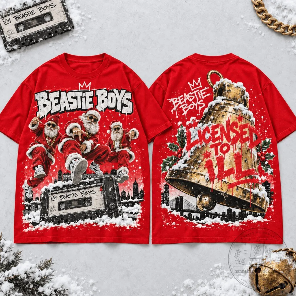 Beastie Boys Licensed To Ill Christmas Santa Claus Red Graphic T-Shirt Beastie Boys Licensed To Ill Christmas Santa Claus Red Graphic T-Shirt