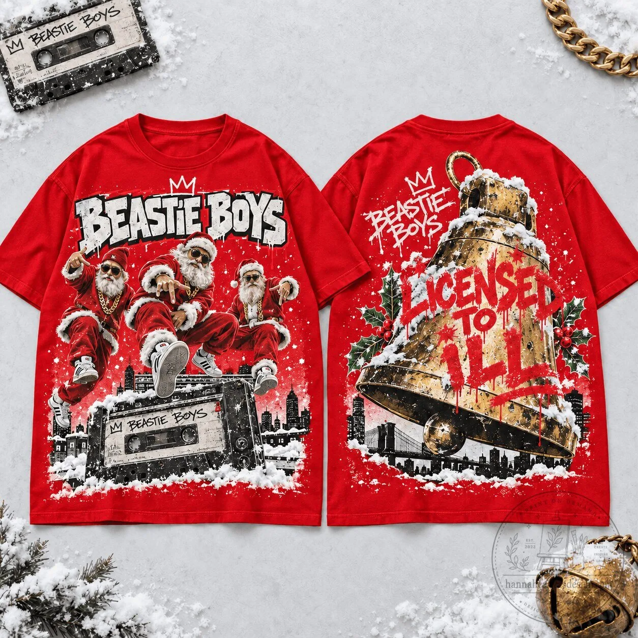 Beastie Boys Licensed To Ill Christmas Santa Claus Red Graphic T-Shirt