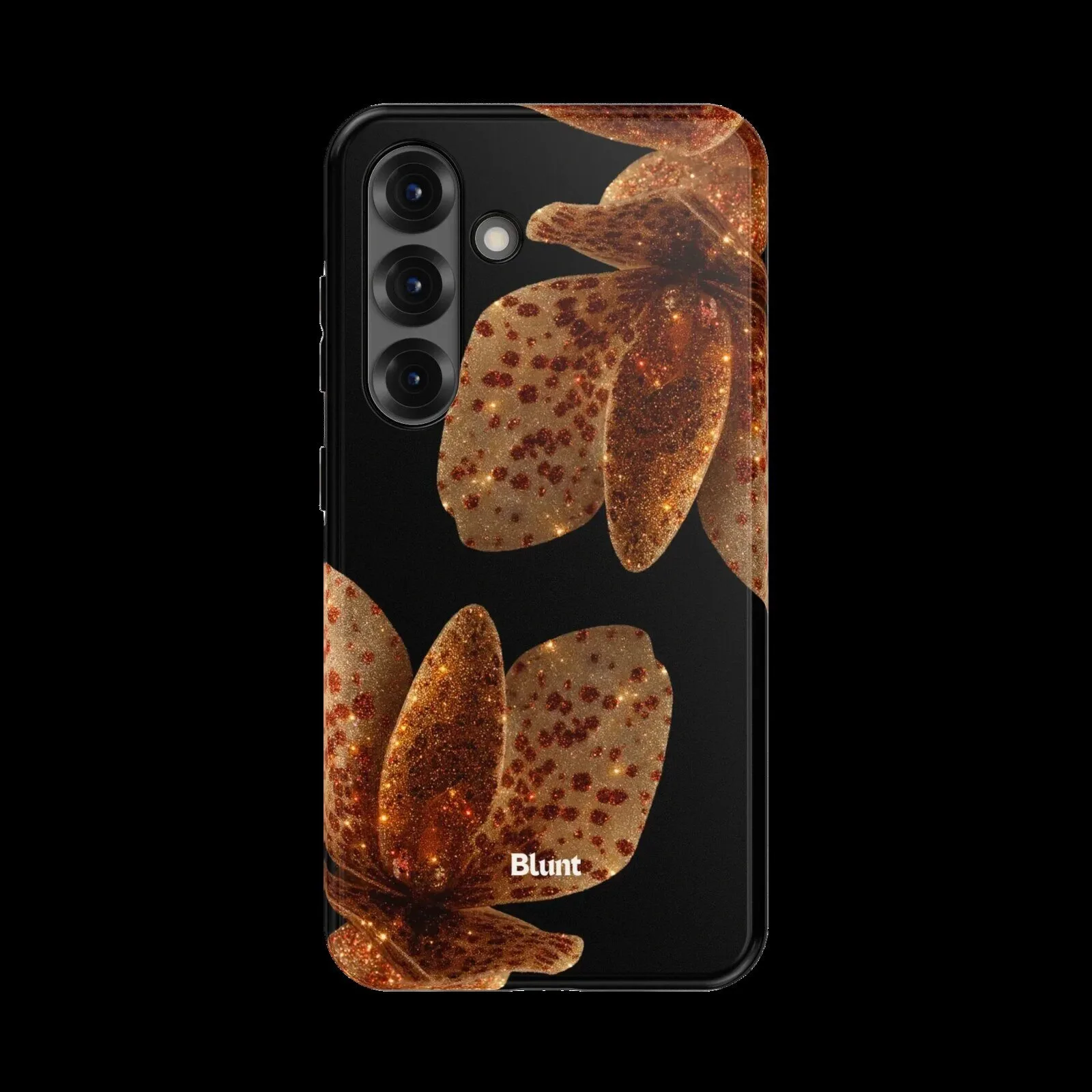 Copper Glitter Flower Pattern Samsung Galaxy Phone Case