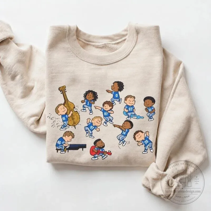 Detroit Lions Football Players Dance Retro Cartoon Game Day Sweatshirt