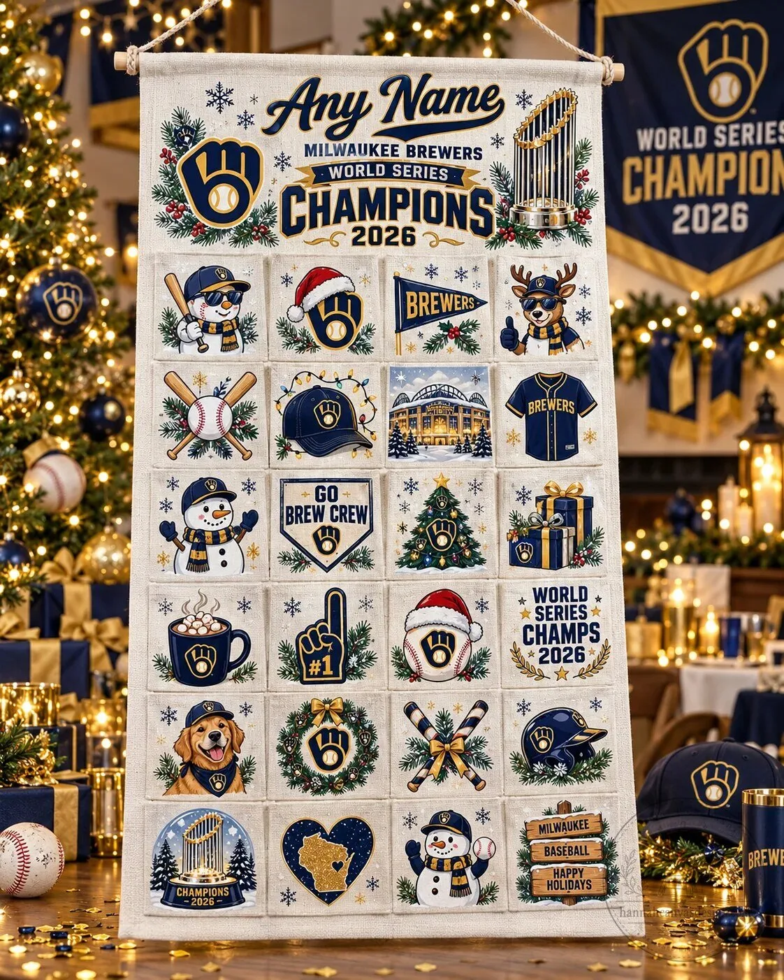 Custom Wall Advent Calendar 2D for Milwaukee Brewers 2026 World Series Champions